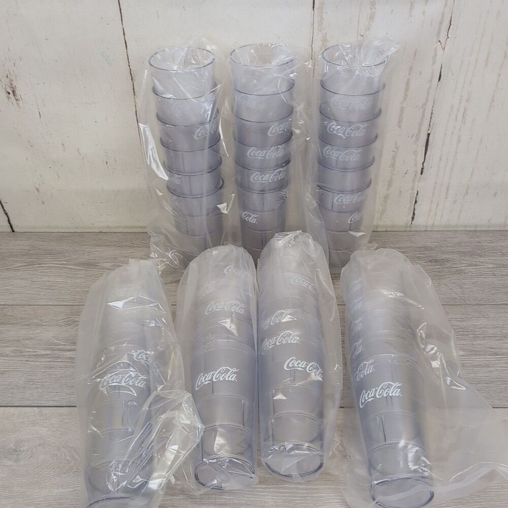 Lot Of 42 Each Carlisle Coca-Cola Tumblers Clear Plastic Cups Glasses 20 oz New